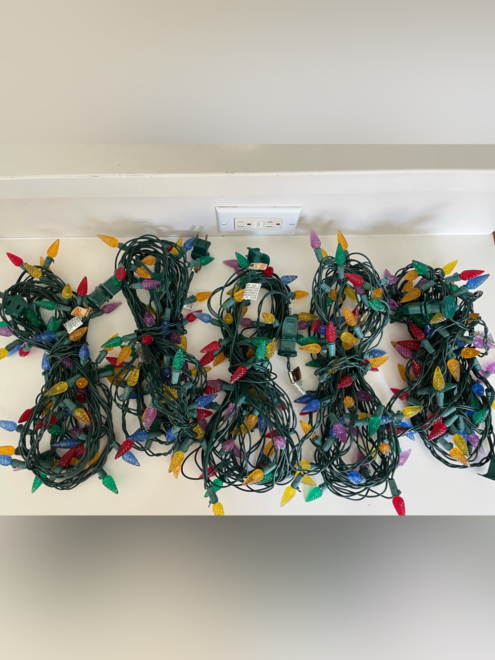 Multicolor C6 LED Party String Lights - Green Wire - 5 x 22 feet long
